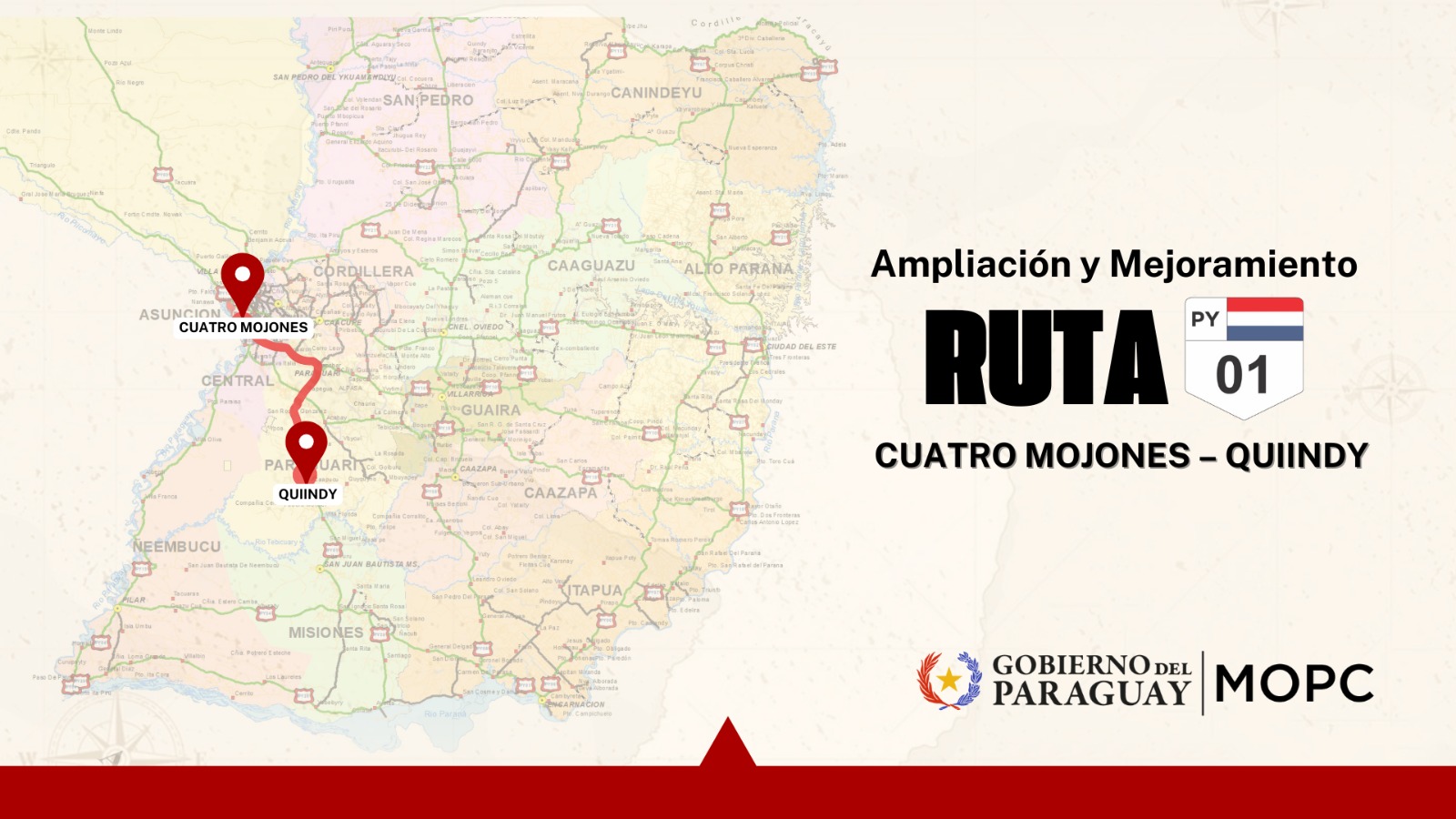 Paraguay prepara licitación que ampliará y mejorará la ruta PY01