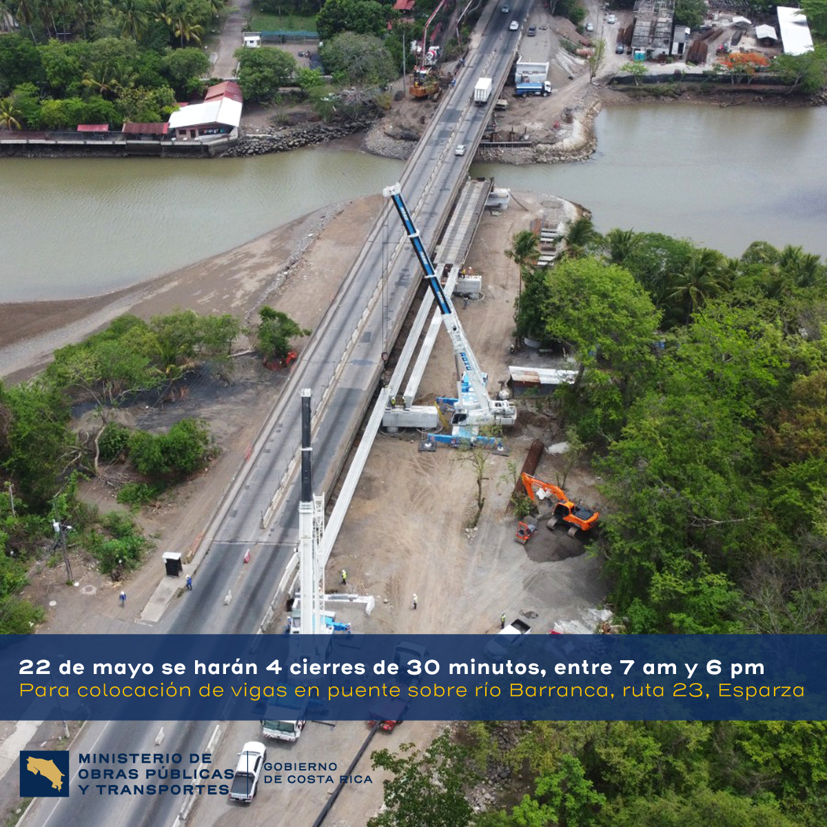 Puente sobre el río Barranca: Costa Rica colocó las primeras vigas para un tercer carril