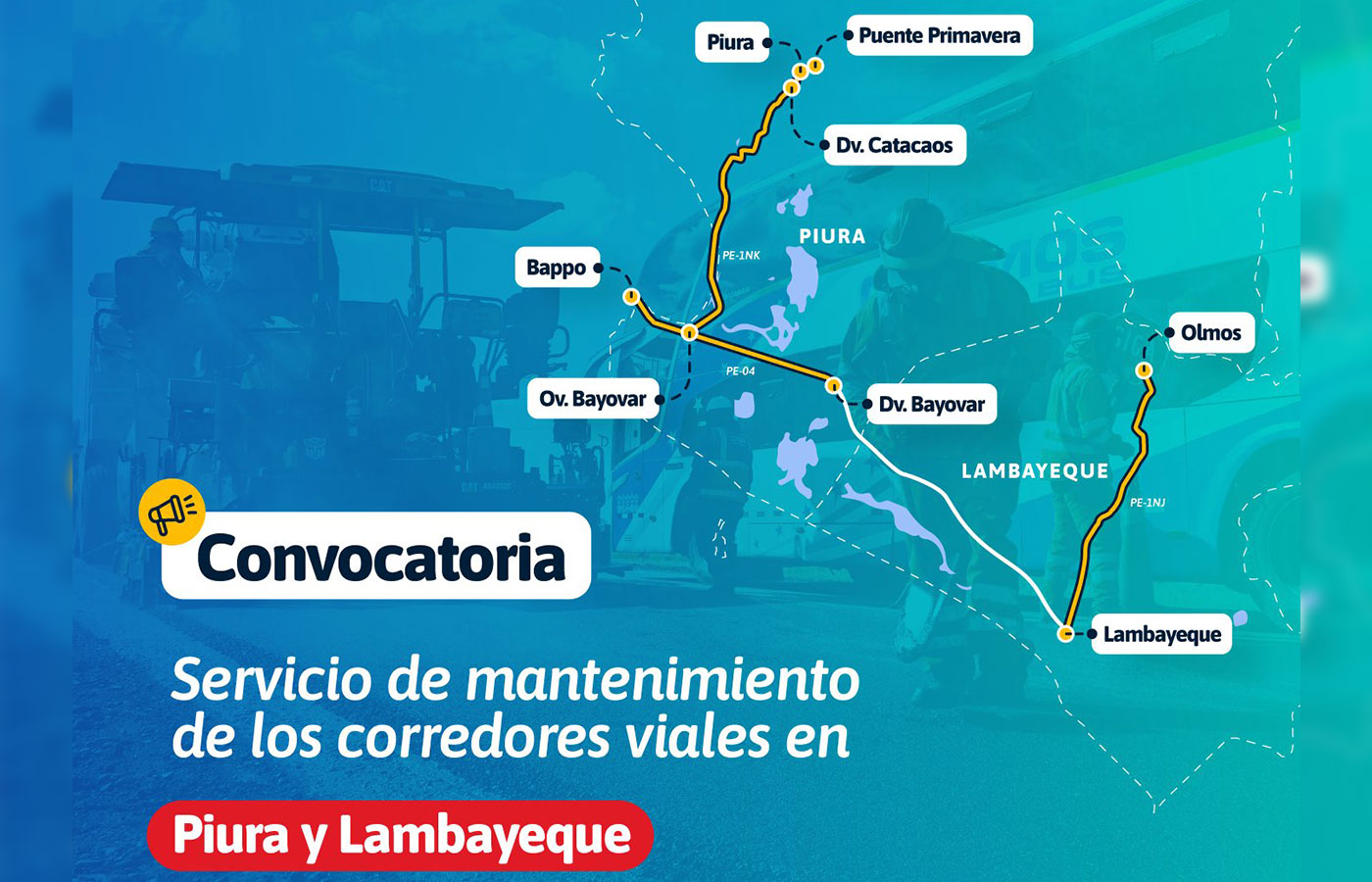 Perú lanza licita para mantenimiento de corredores viales en Piura y Lambayeque