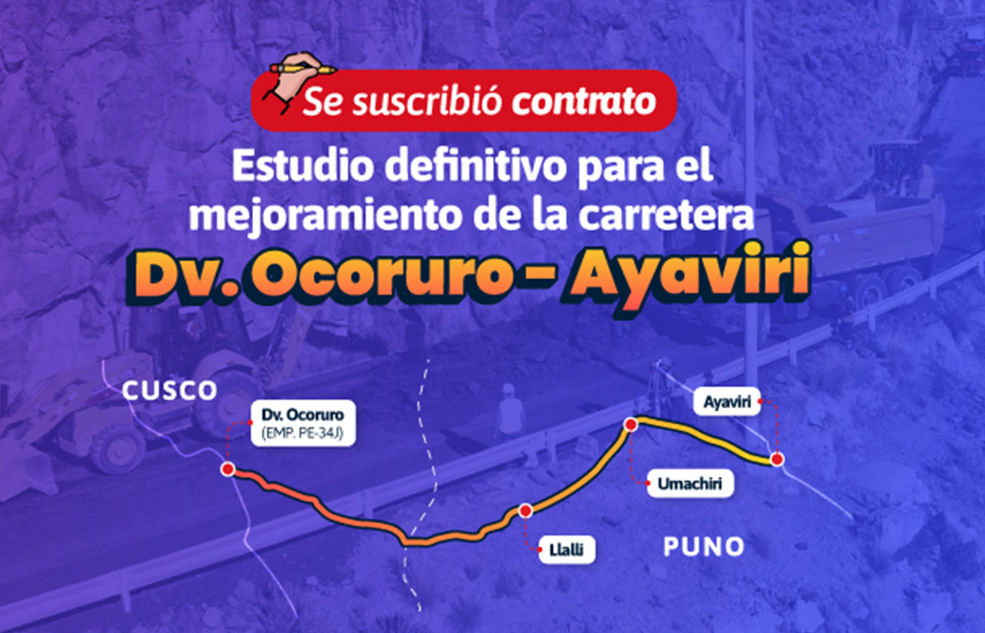 Perú suscribe contrato para el estudio de la carretera Ocoruro – Ayaviri