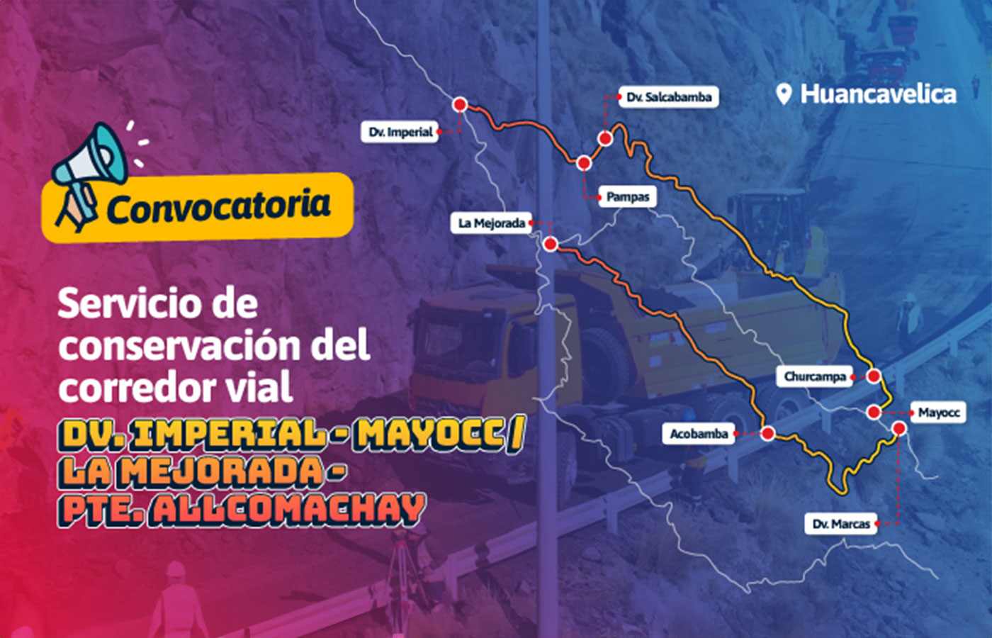 Perú inicia convocatoria para la conservación de corredor vial en Huancavelica