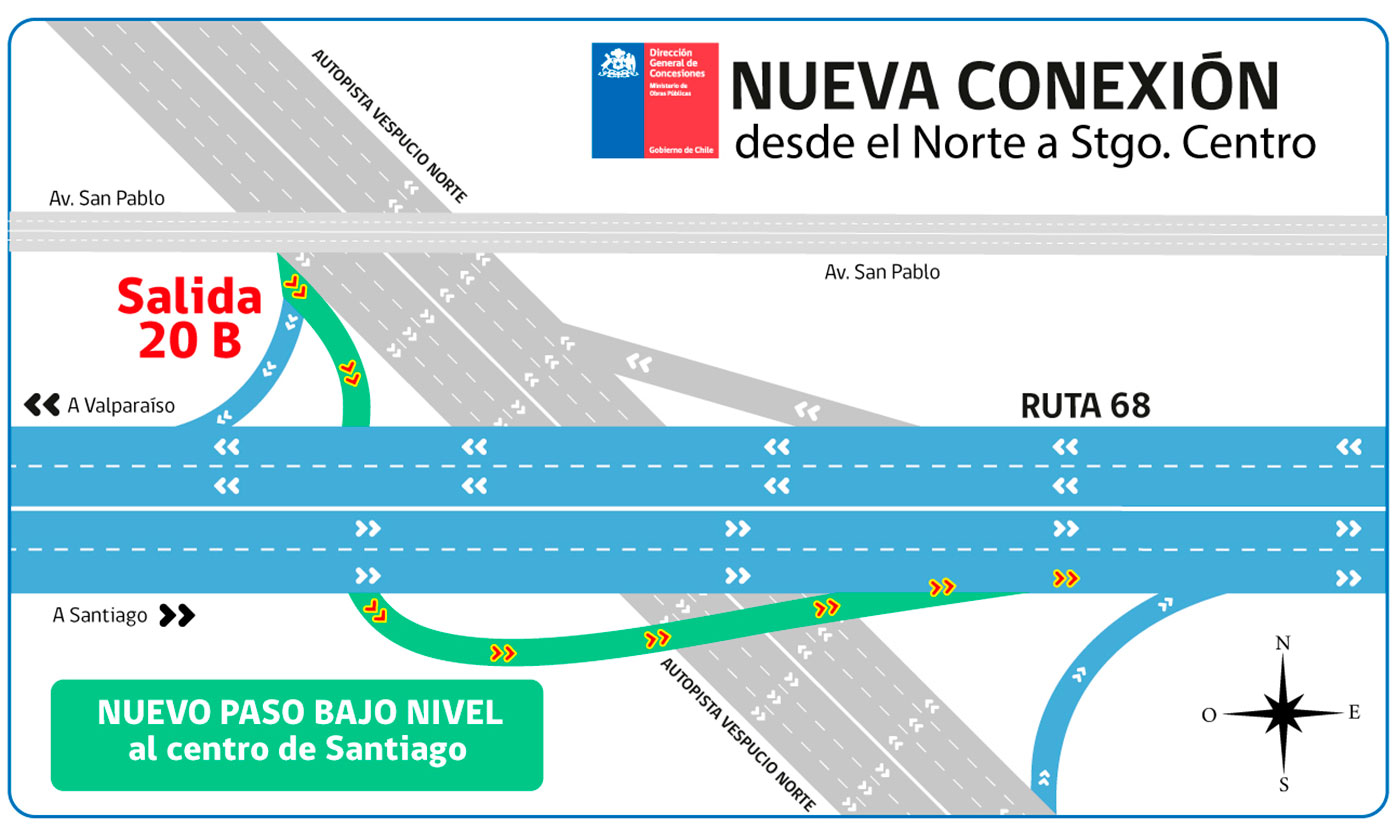 Chile: Autopista Vespucio Norte habilita nueva conexión con Ruta 68